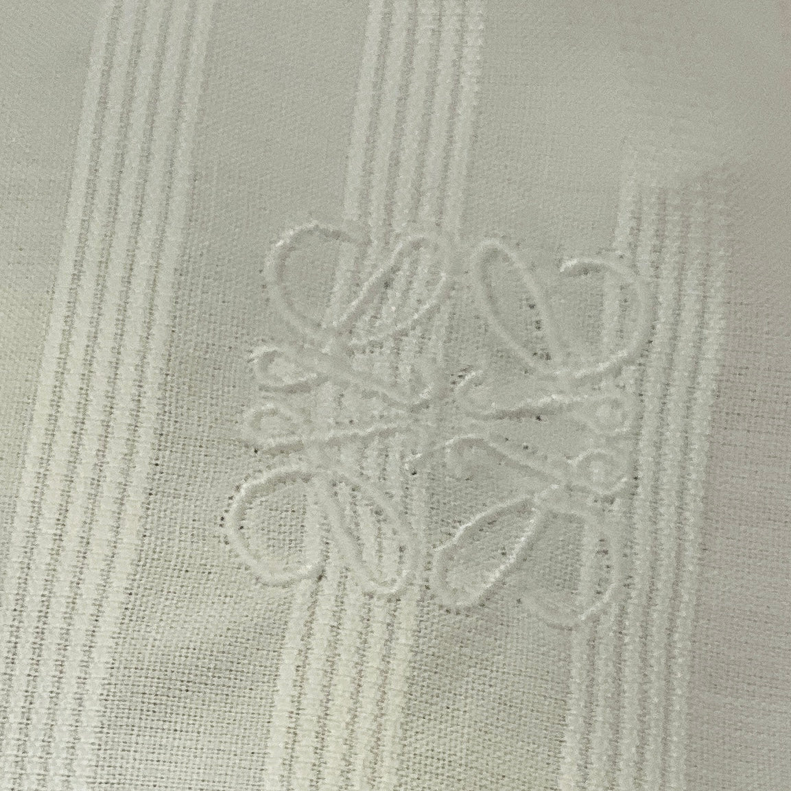 Loewe Optic White Pleated Cotton Shirt with Logo Embroidery
