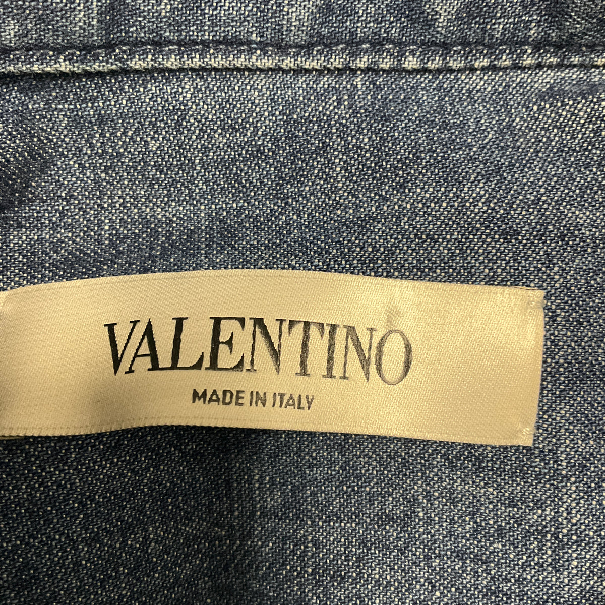 Valentino Blue Kaftan Denim Mini Dress with Gold VLogo Detail