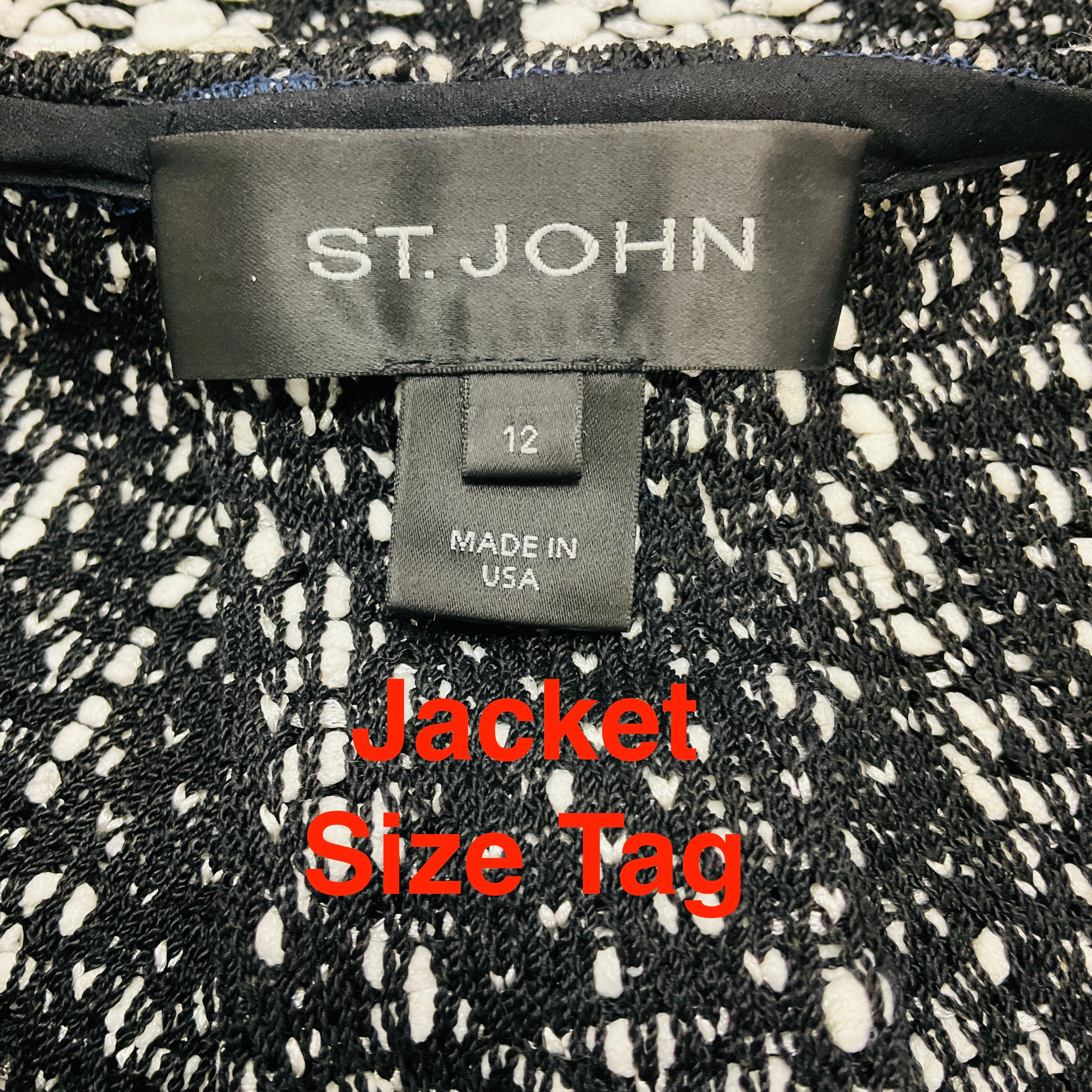 St. John Black / White Knit Jacket and Skirt Suit Set