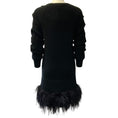 Load image into Gallery viewer, Michael Kors Collection Black Cashmere Knit Dress with Feather Trim

