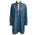 Load image into Gallery viewer, Valentino Blue Kaftan Denim Mini Dress with Gold VLogo Detail
