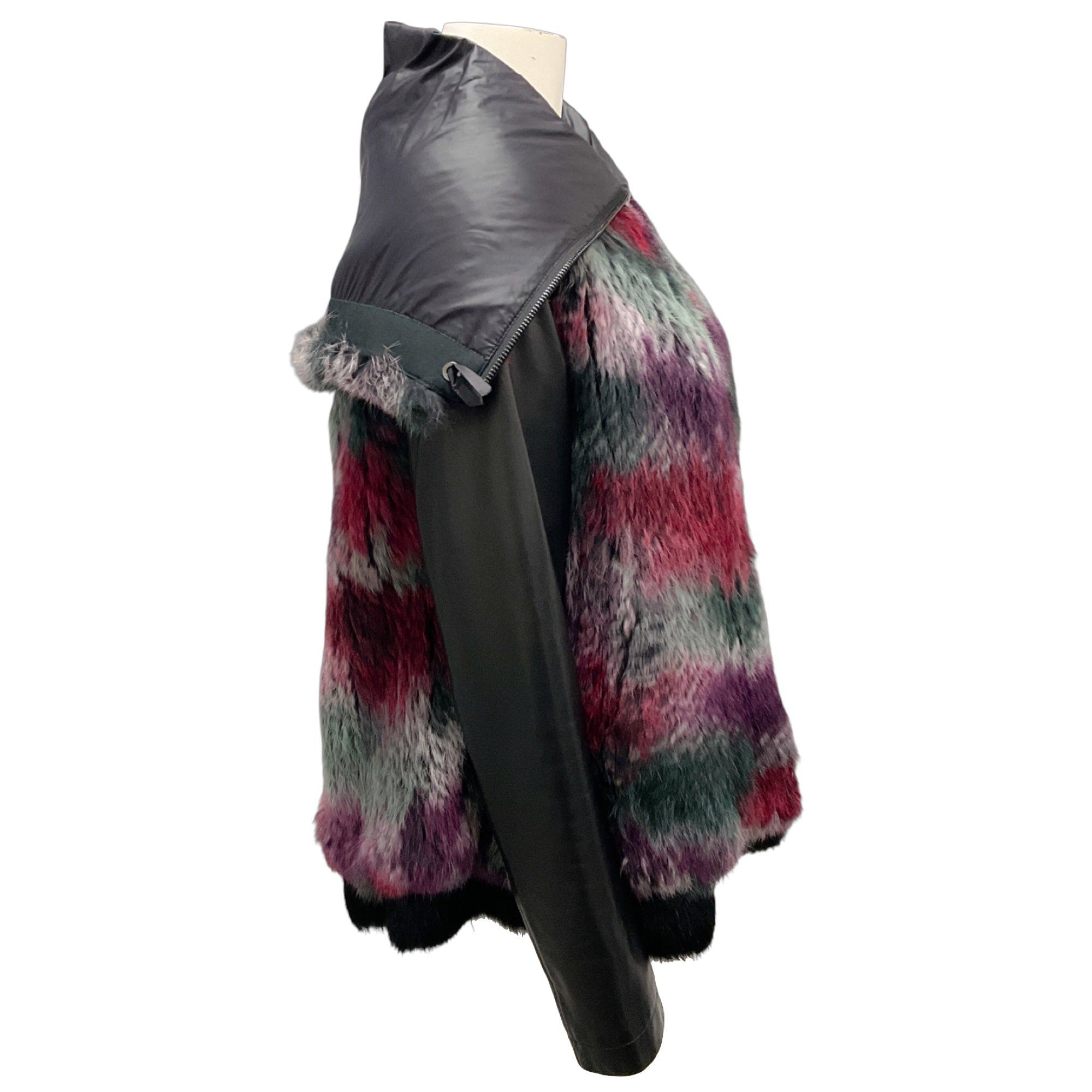 Emporio Armani Black Multi Rabbit Fur and Lamb Leather Jacket