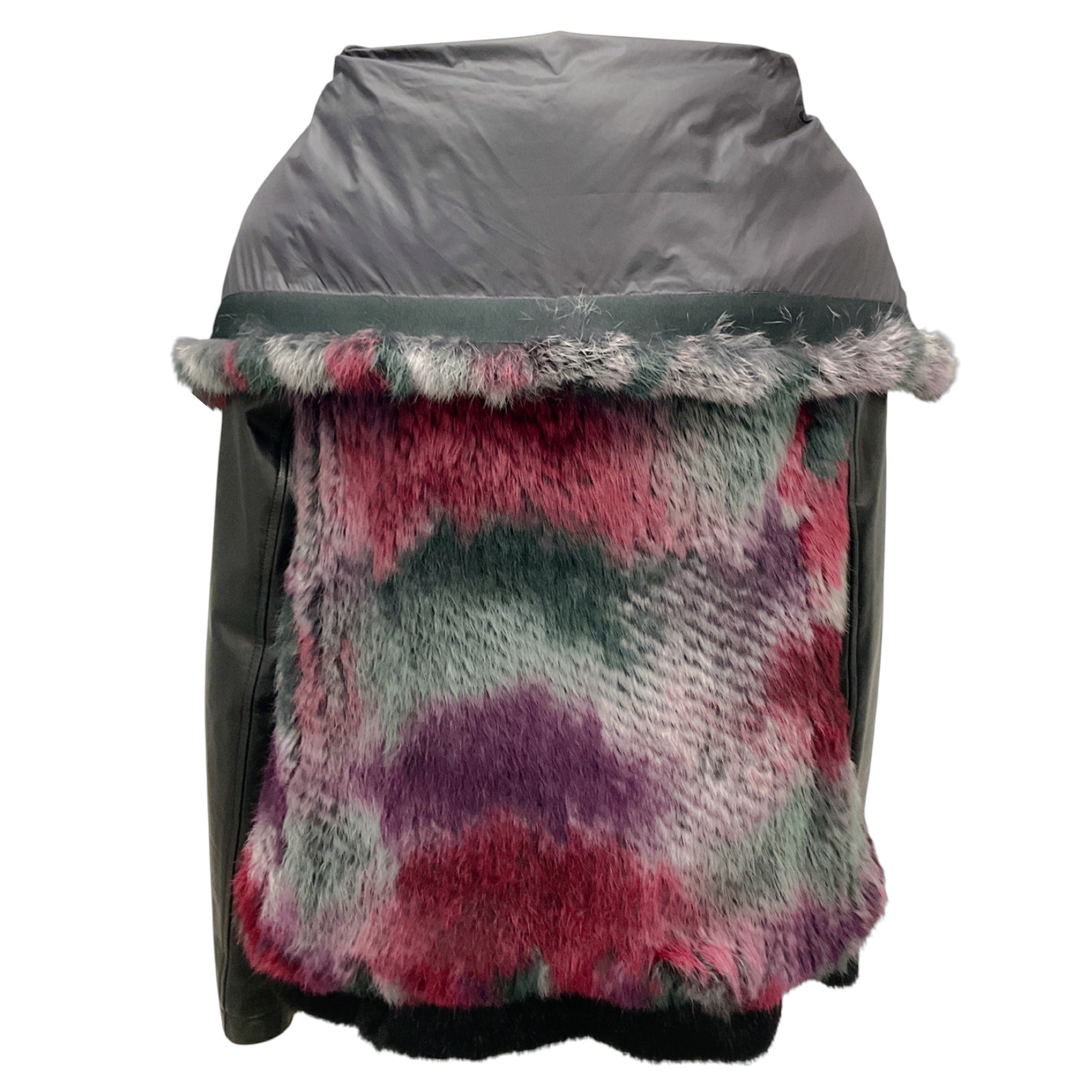 Emporio Armani Black Multi Rabbit Fur and Lamb Leather Jacket