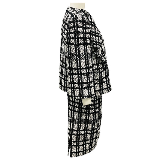 St. John Black / White Knit Jacket and Skirt Suit Set