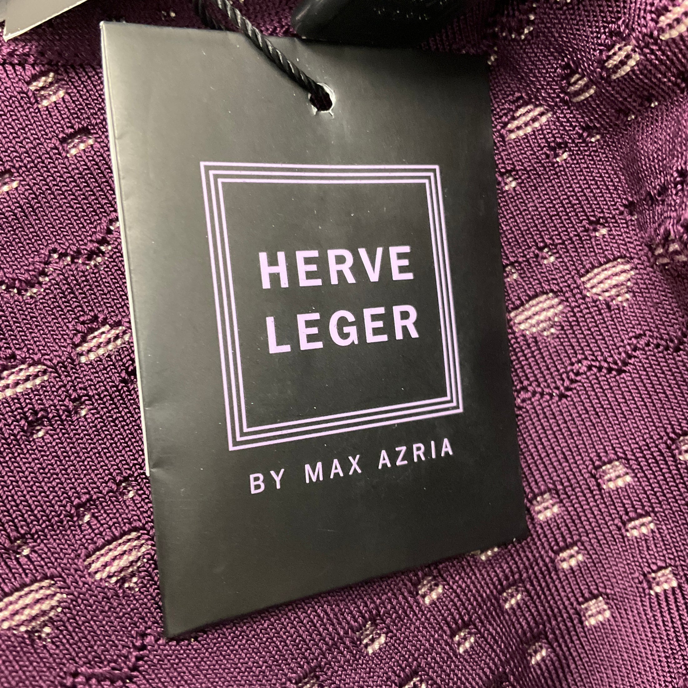 Herve Leger Bordeaux Combo Kamryn Cold Shoulder Stretch Pointelle Knit Dress