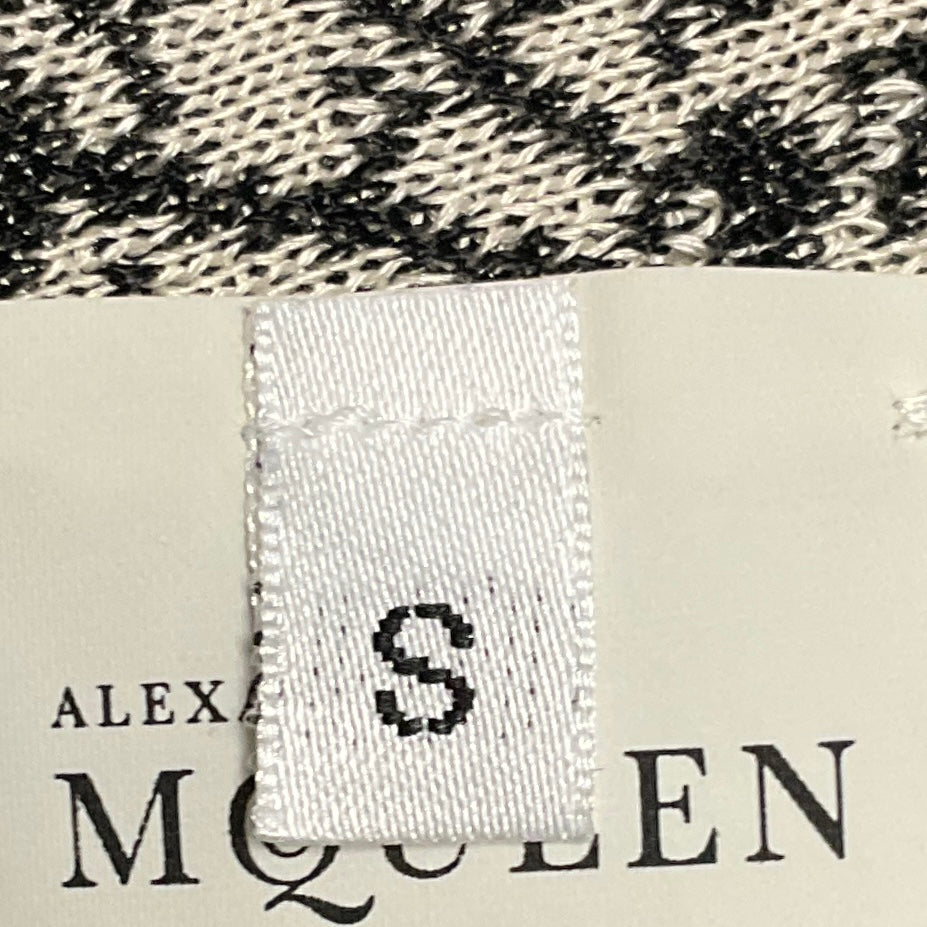 Alexander McQueen Black / White Floral Patterned Bandage Knit Flared Midi Dress