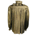 Load image into Gallery viewer, Chloe Gold Metallic Ruffled Tie Neck Lurex Blouse
