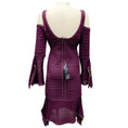 Load image into Gallery viewer, Herve Leger Bordeaux Combo Kamryn Cold Shoulder Stretch Pointelle Knit Dress
