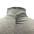 Load image into Gallery viewer, Brunello Cucinelli Grey Ruched Rhinestone Embellished Long Sleeved Mock Neck Fine Knit Cashmere Sweater
