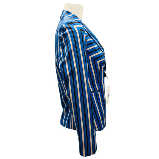 Akris Punto Blue / Beige / Black Striped One Button Blazer Jacket