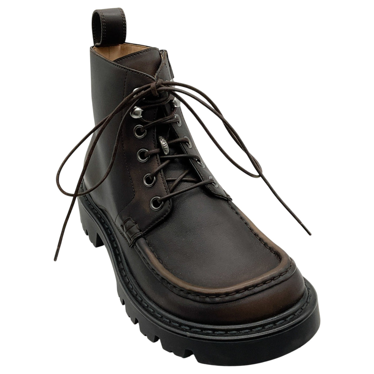 Loewe Brown Leather Sierra Combat Boots
