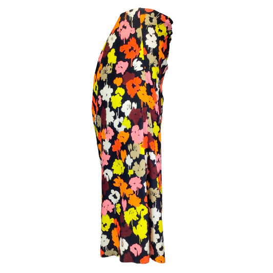 Maison Rabih Kayrouz Black Multi Floral Printed Viscose Midi Skirt
