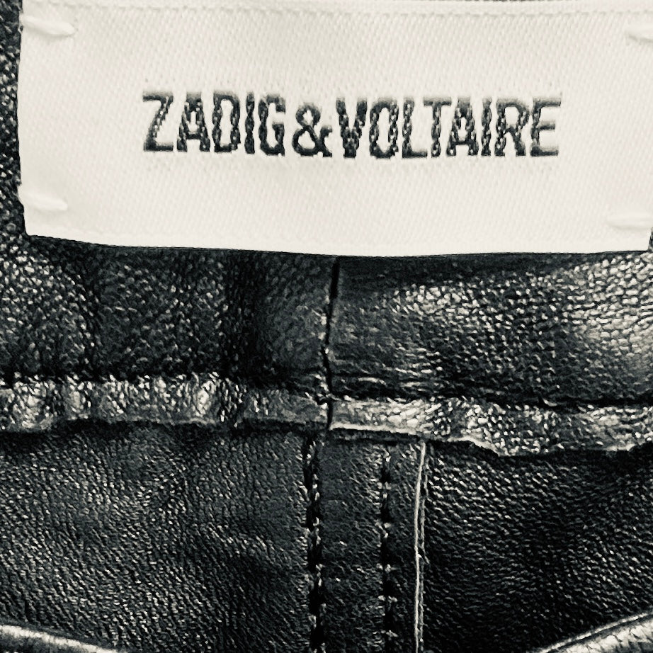 Zadig & Voltaire Black Phlame Crinkled Lamb Leather Pants