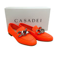 Load image into Gallery viewer, Casadei Orange Antilope Chunky Chain Loafers
