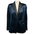 Load image into Gallery viewer, Akris Navy Blue / Black Silk Tuxedo Blazer Jacket
