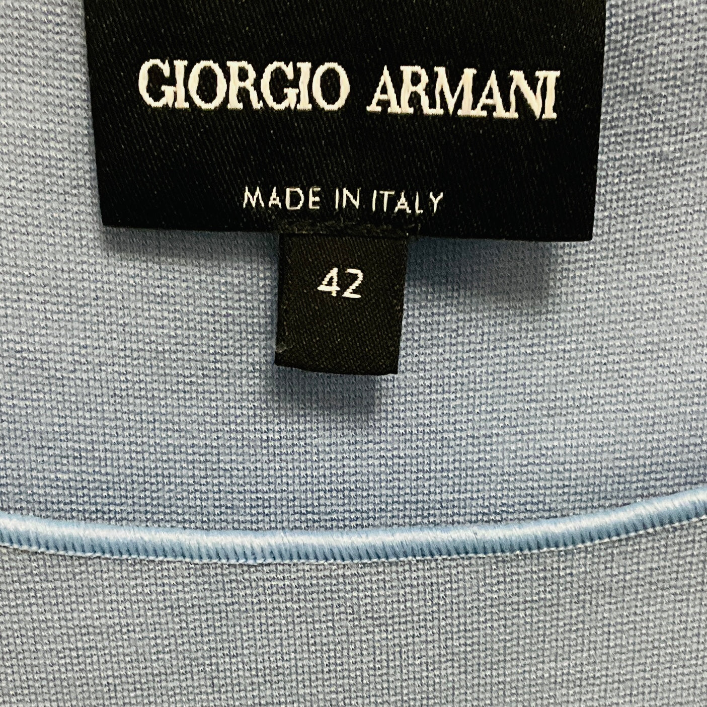 Giorgio Armani Light Blue Long Sleeved Stretch Knit Shift Dress