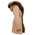 Load image into Gallery viewer, Fleurette Camel Fox Fur Trimmed Belted Wool Coat
