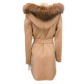 Load image into Gallery viewer, Fleurette Camel Fox Fur Trimmed Belted Wool Coat
