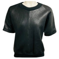 Load image into Gallery viewer, Vera Wang Collection Black Lamb Leather Short Sleeved Top
