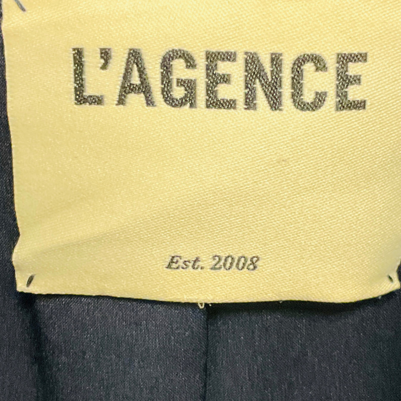 L'Agence Navy Blue Blazer with Gold Buttons and Satin Lapel