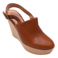 Load image into Gallery viewer, Robert Clergerie Brown Leather Slingback Platform Wedges
