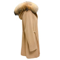 Load image into Gallery viewer, Fleurette Camel Raccoon Fur Trimmed Hooded Wool Coat
