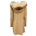 Load image into Gallery viewer, Fleurette Camel Raccoon Fur Trimmed Hooded Wool Coat
