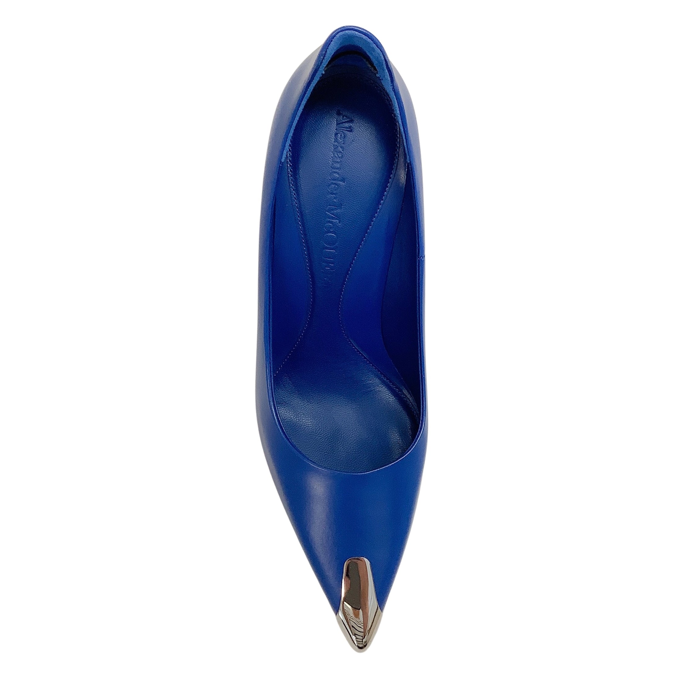 Alexander McQueen Electric Blue High Back Pointed Toe Pumps