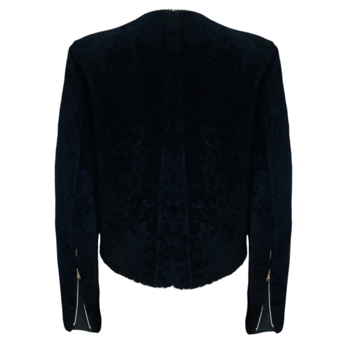 Celine Navy Blue Zip Front Lambskin Shearling Jacket