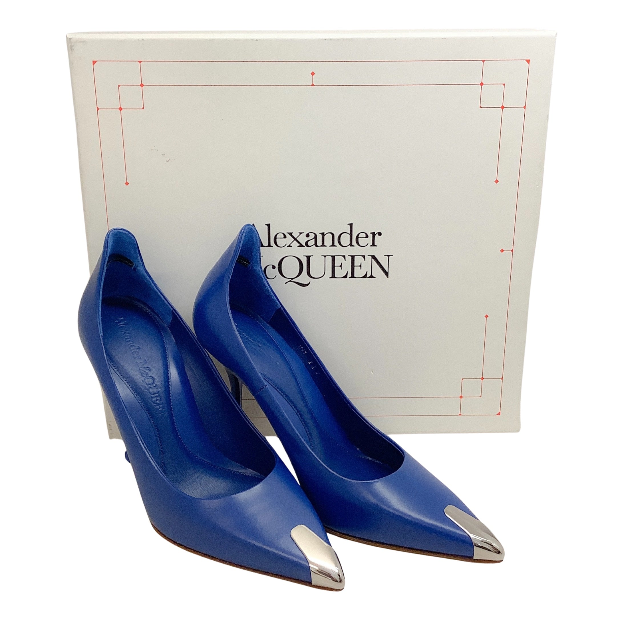 Alexander McQueen Electric Blue High Back Pointed Toe Pumps