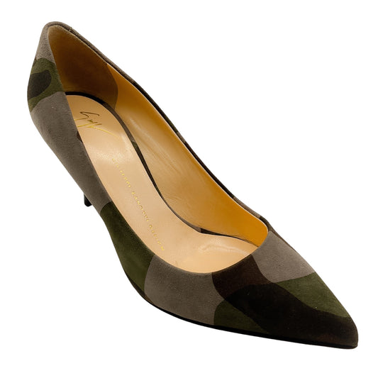 Giuseppe Zanotti Green Camo Suede Pumps