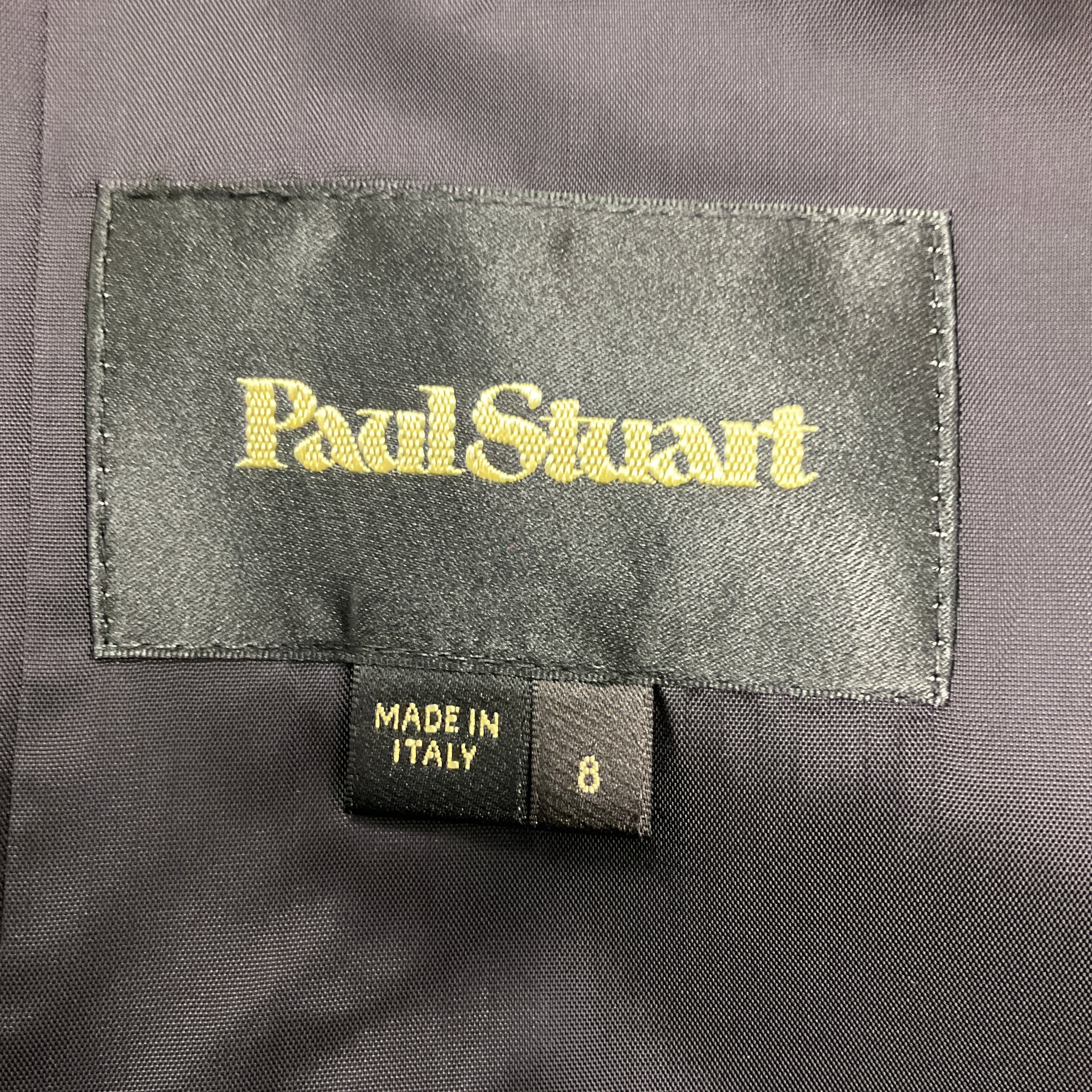 Paul Stuart Navy Blue / White Gingham Check Trench Coat with Belt