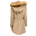 Load image into Gallery viewer, Fleurette Dark Beige Raccoon Fur Trimmed Hooded Wool and Alpaca Coat
