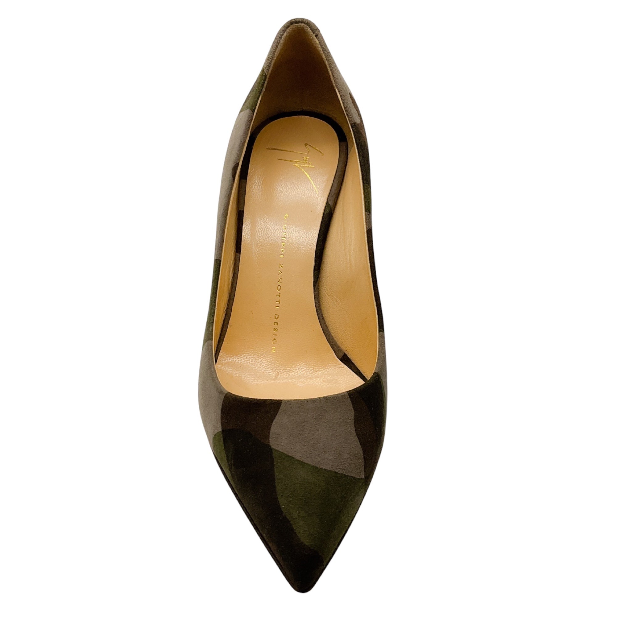 Giuseppe Zanotti Green Camo Suede Pumps