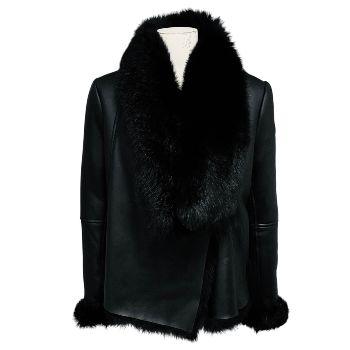 Michelle Mason Black Lamb Shearling Toggle Jacket