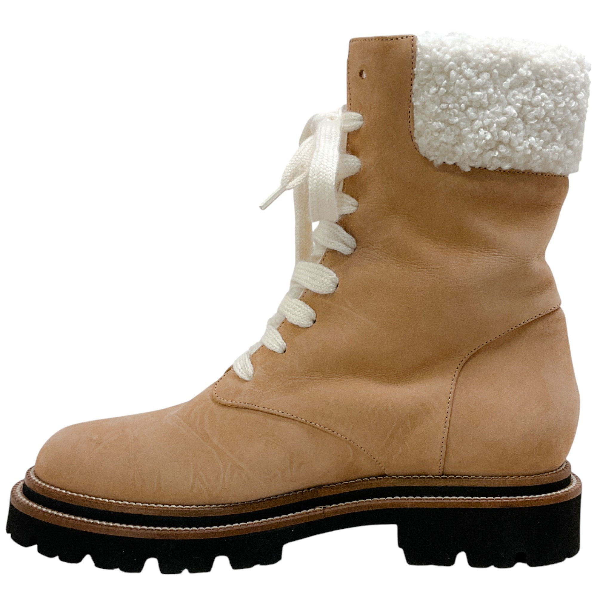 Peserico Tan Suede Shearling Lined Hiking Boots