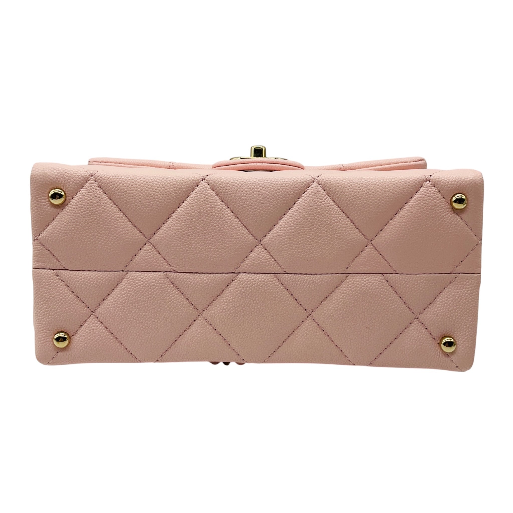Chanel Pale Pink Quilted Caviar Leather Retro Top Handle Flap Bag