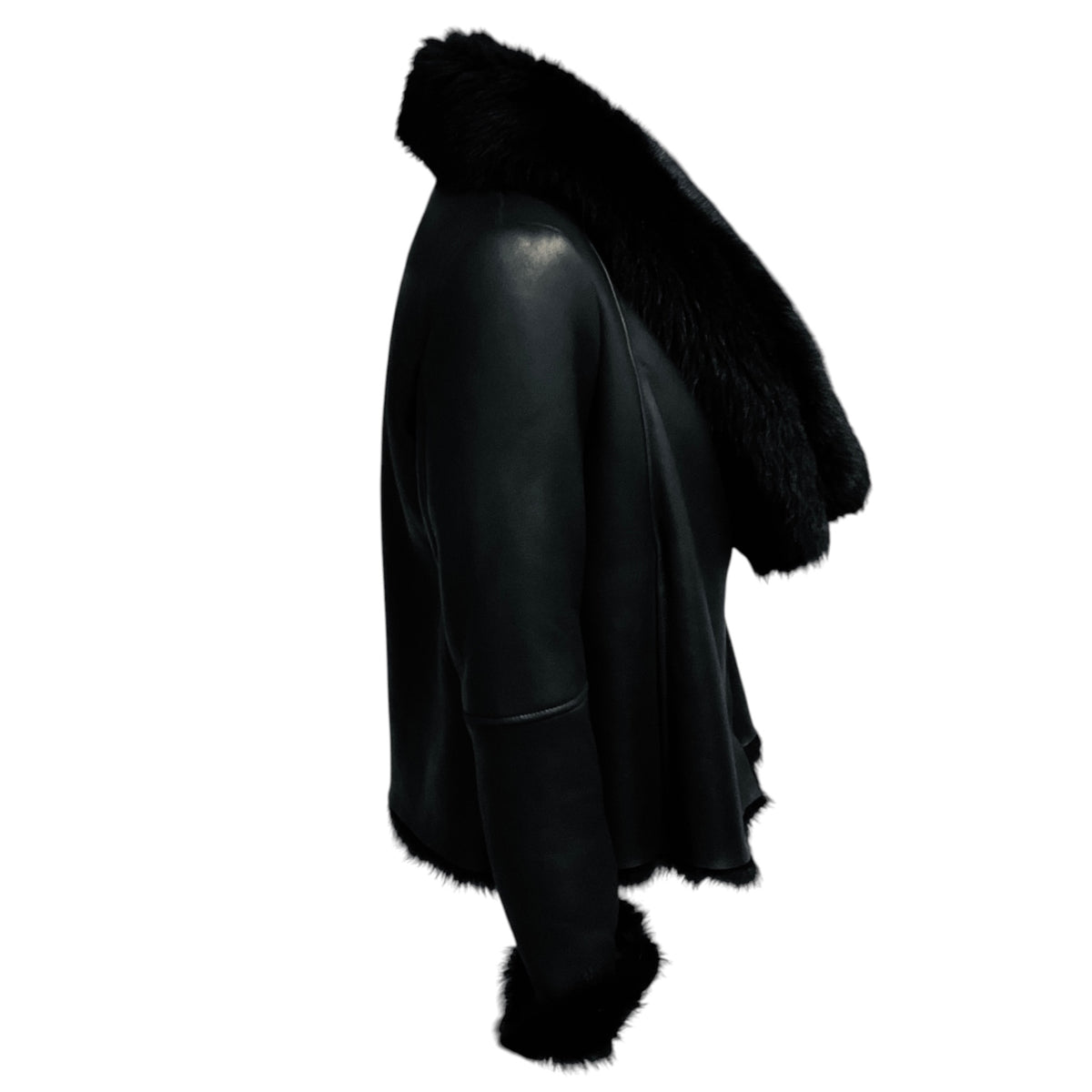 Michelle Mason Black Lamb Shearling Toggle Jacket