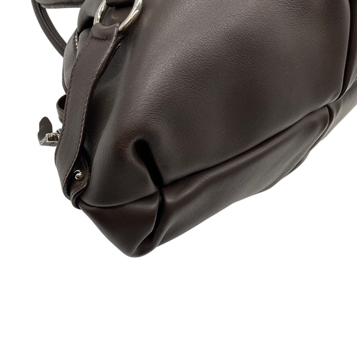 Salvatore Ferragamo Brown Leather Ruched Shoulder Bag