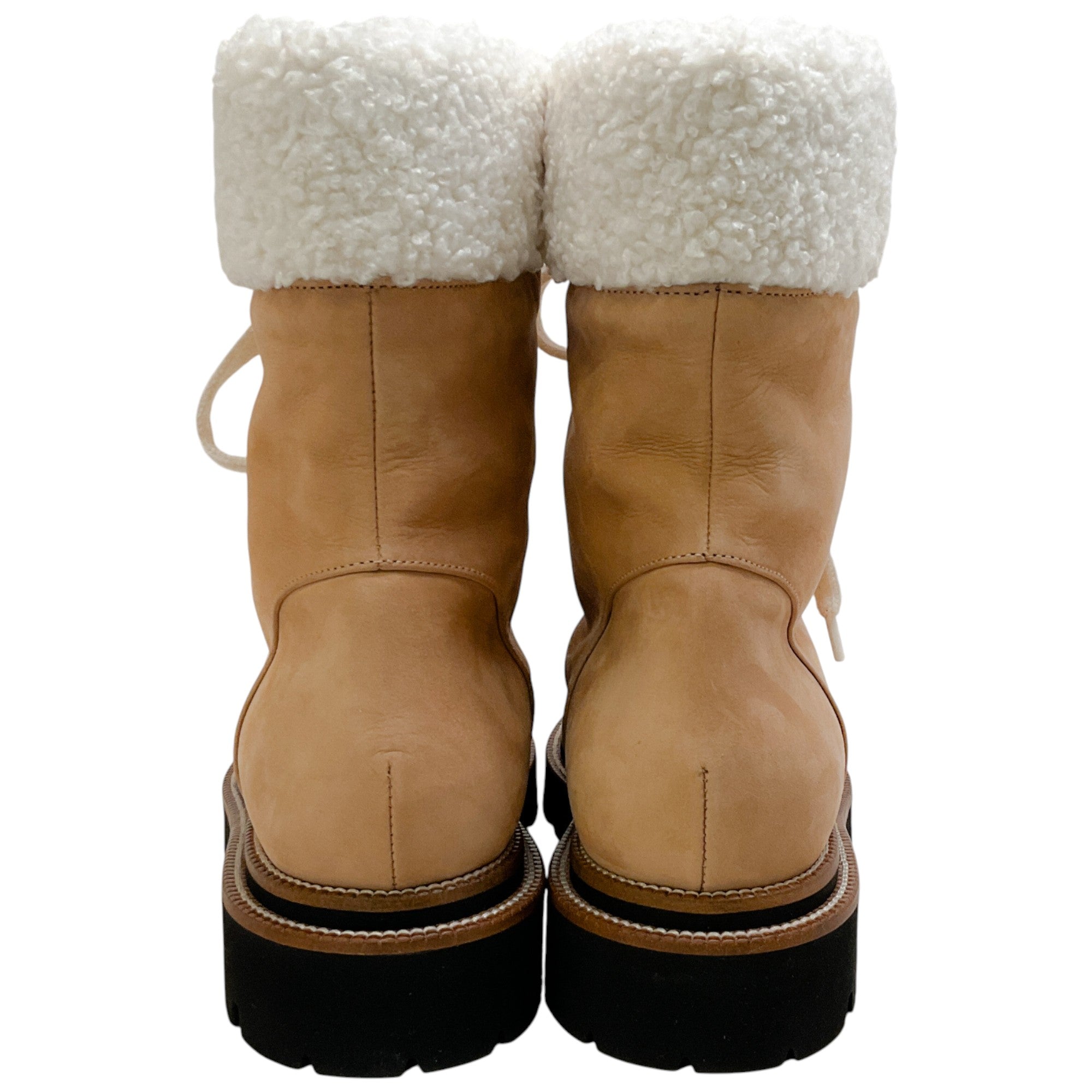 Peserico Tan Suede Shearling Lined Hiking Boots