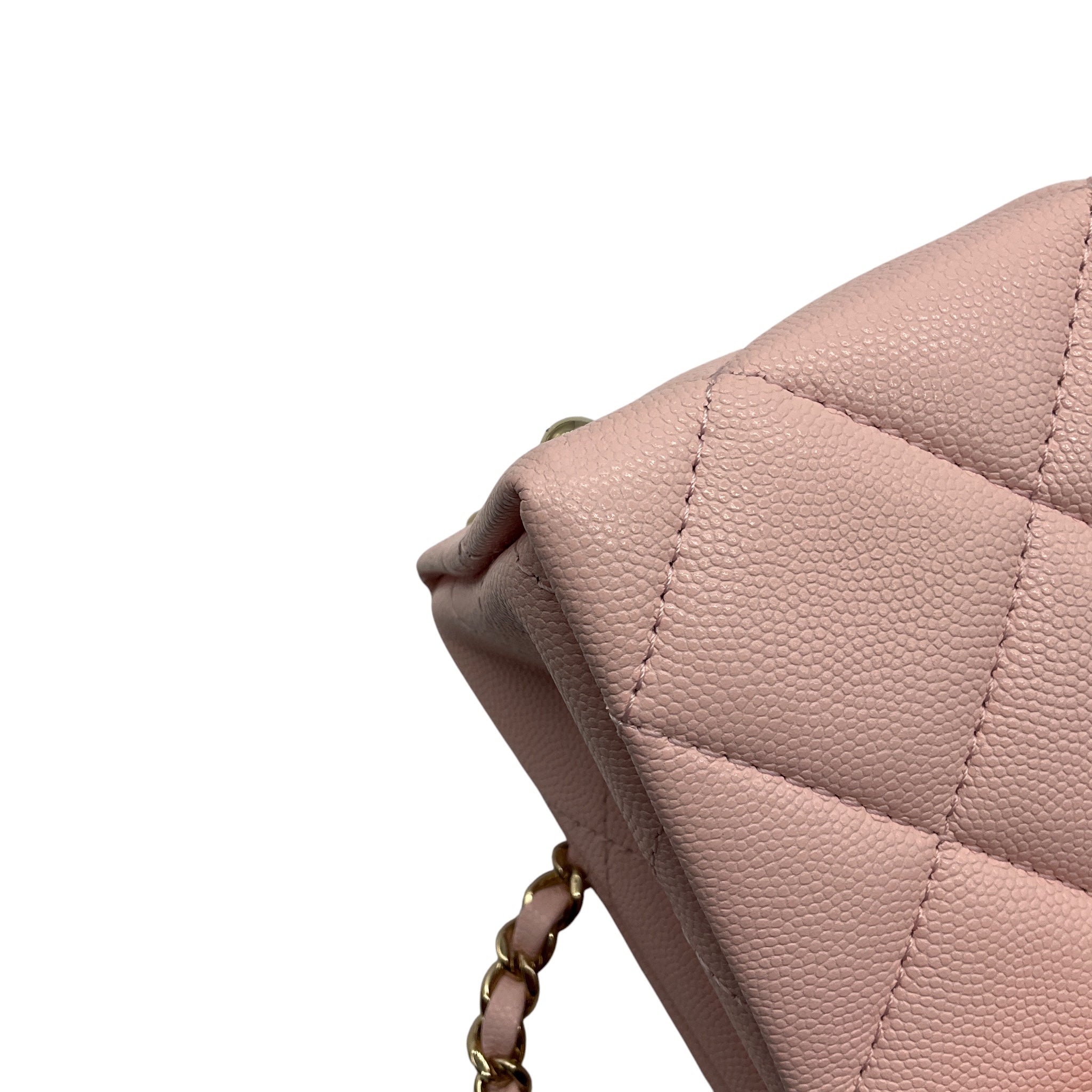 Chanel Pale Pink Quilted Caviar Leather Retro Top Handle Flap Bag