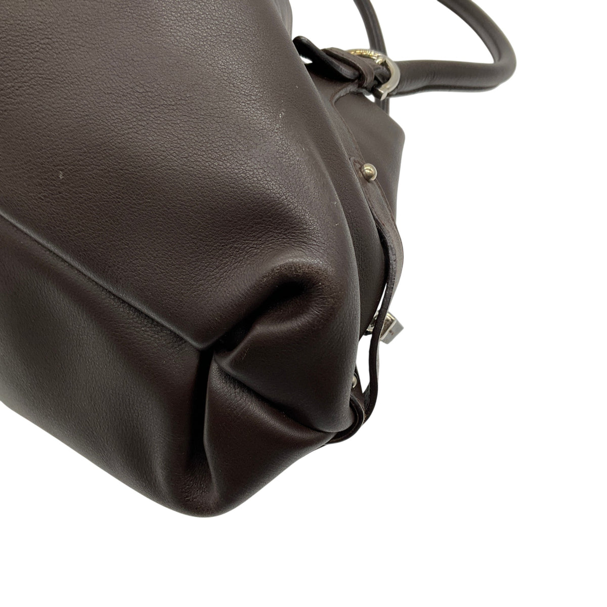 Salvatore Ferragamo Brown Leather Ruched Shoulder Bag