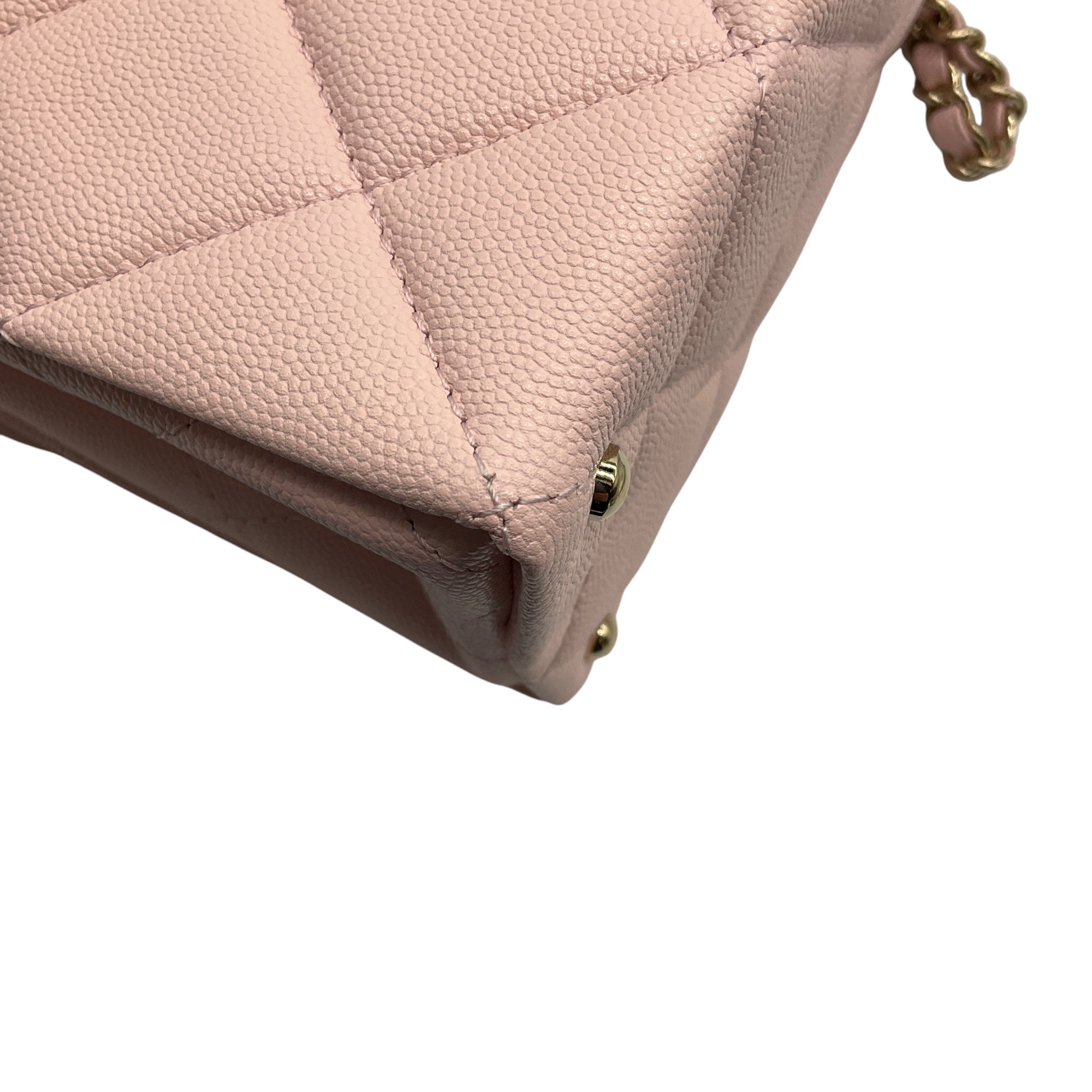 Chanel Pale Pink Quilted Caviar Leather Retro Top Handle Flap Bag