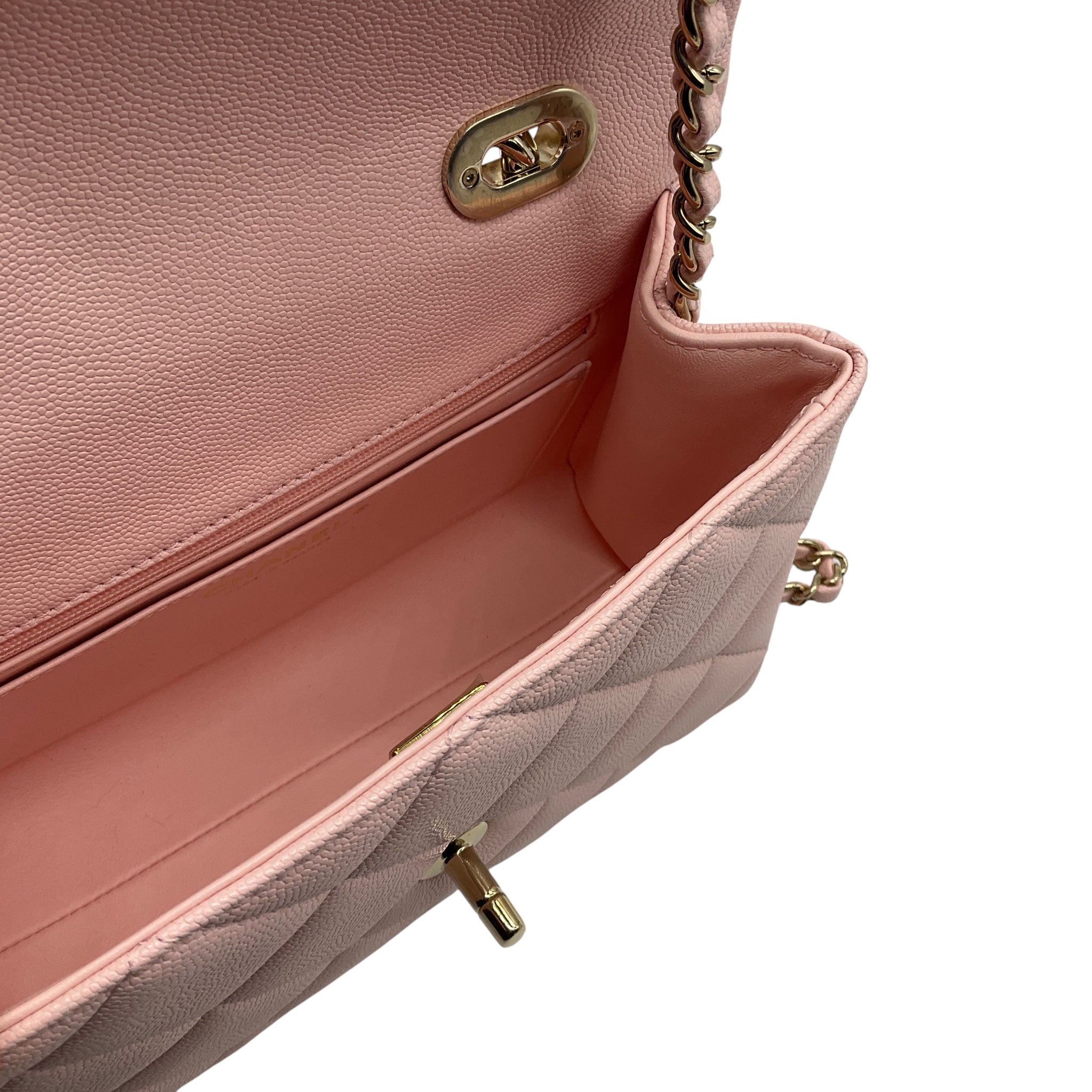 Chanel Pale Pink Quilted Caviar Leather Retro Top Handle Flap Bag