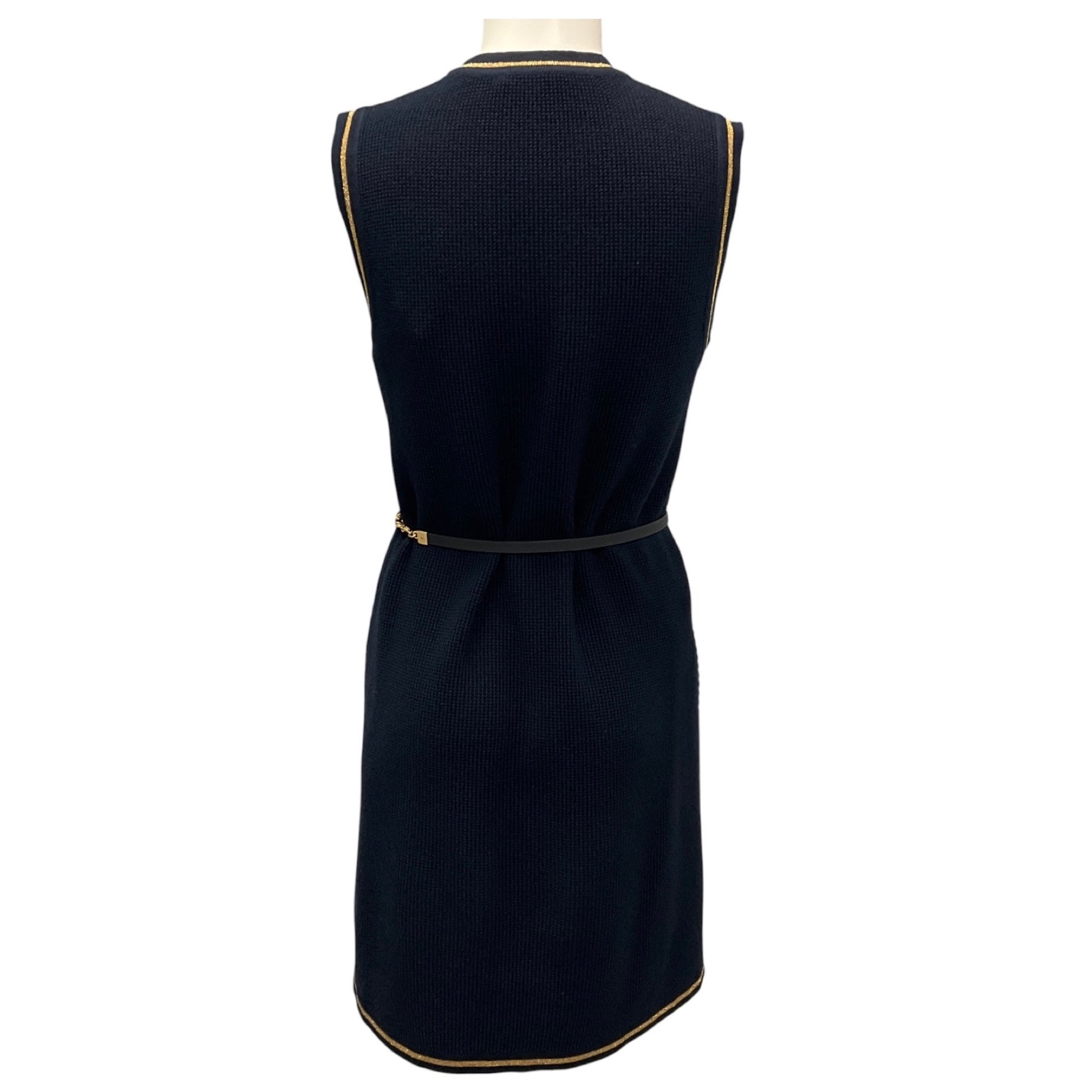 Gucci Navy / Gold 2021 Boundless Overture Series GG Sleeveless Knit Dress