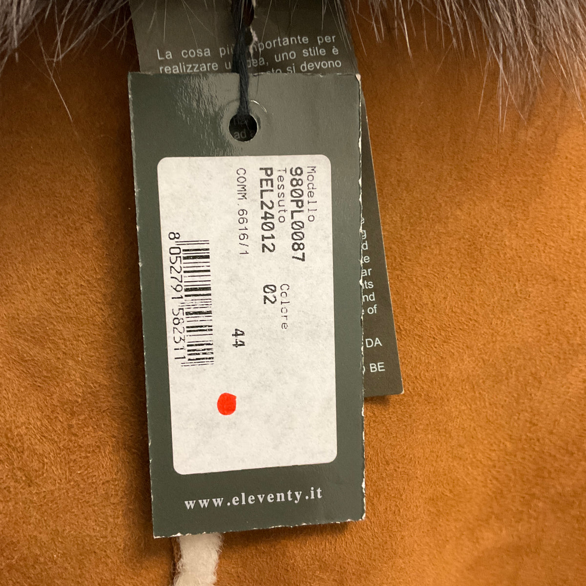 Eleventy Cognac Shearling Lined Suede Jacket with Fox Fur Collar