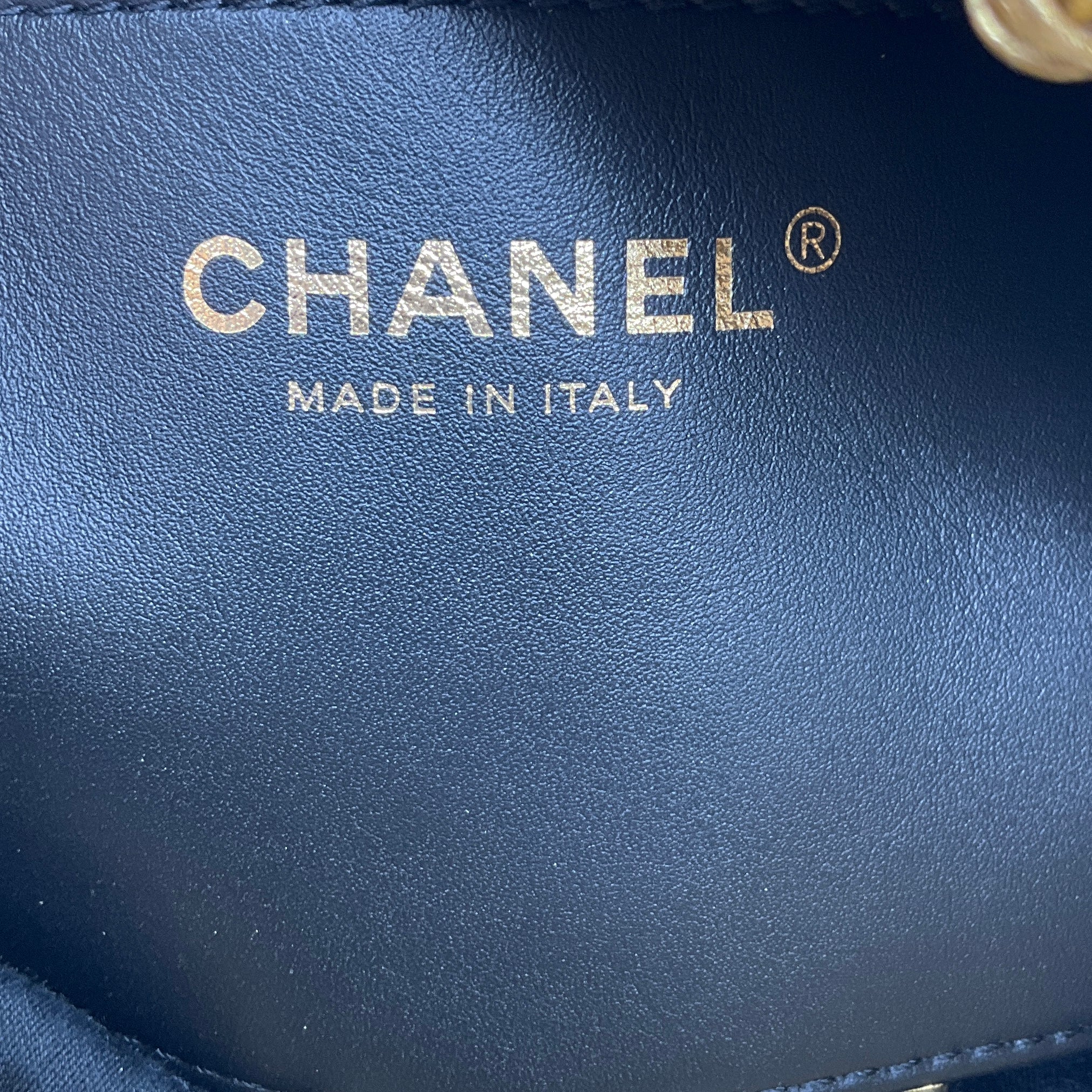 Chanel Gold Metallic 2022 Calfskin Macrame Mini 22 Hobo Bag with Gold Hardware