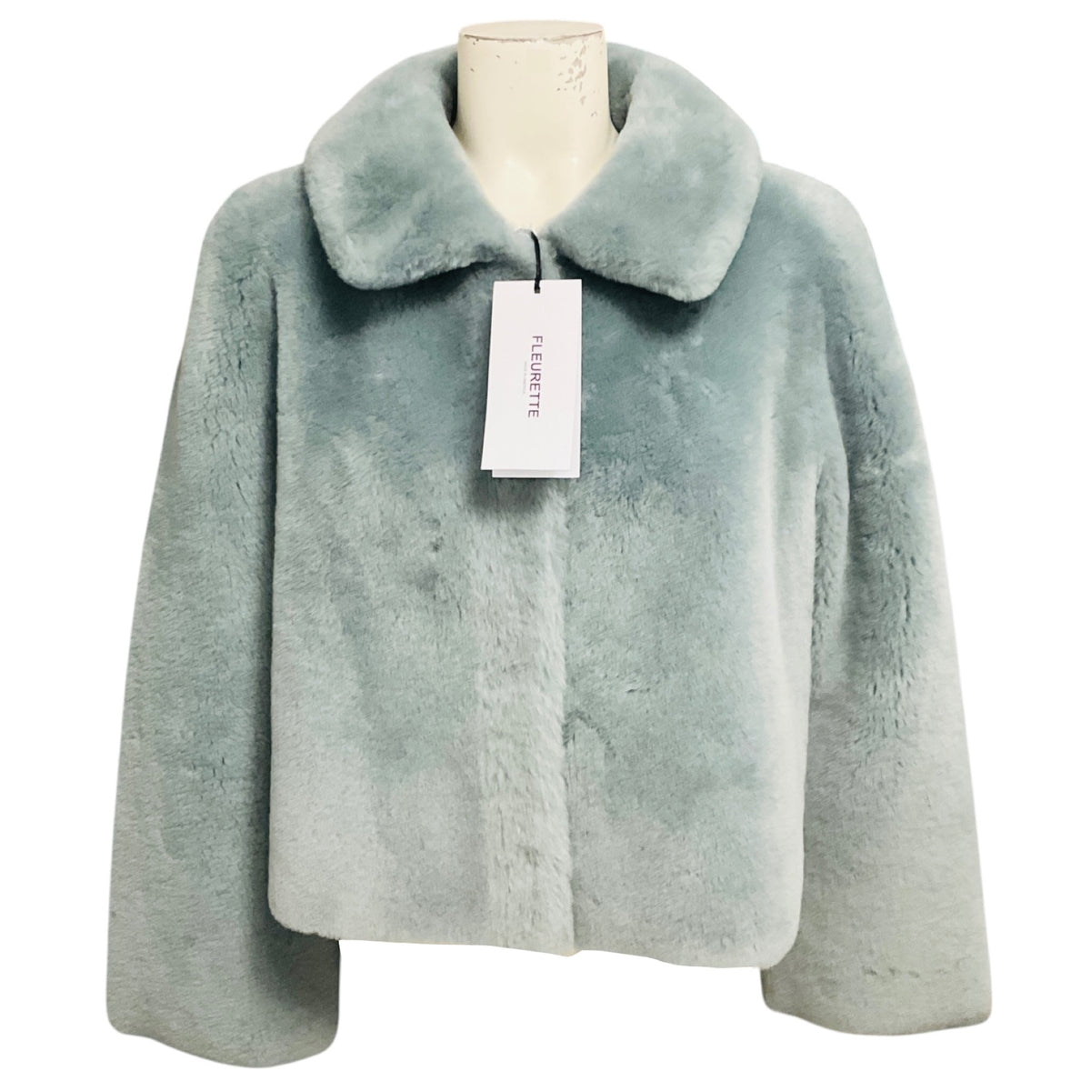 Fleurette Blue Cropped Shearling Jacket