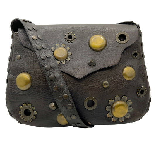 Marni Brown Leather Grommet Crossbody Bag
