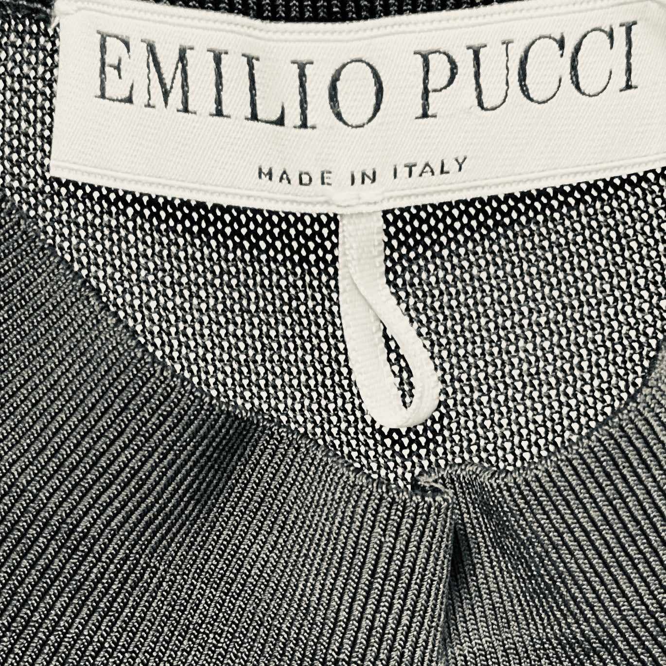 Emilio Pucci Black Pleated Three Quarter Sleeved Knit Sweater with Mesh Detailed Sleeves
